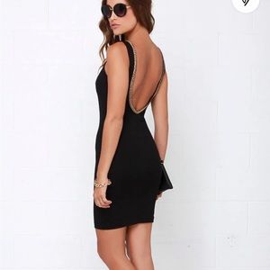 Black open back body on dress